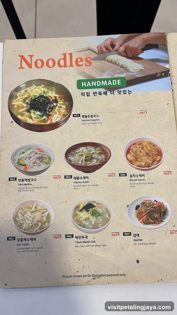 Noodles Menu