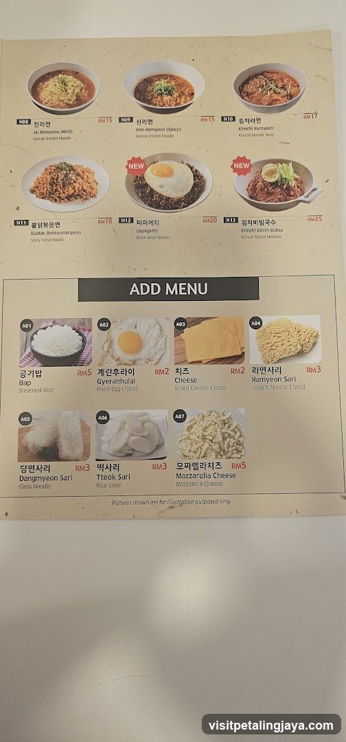 Ramen Menu with Add-ons