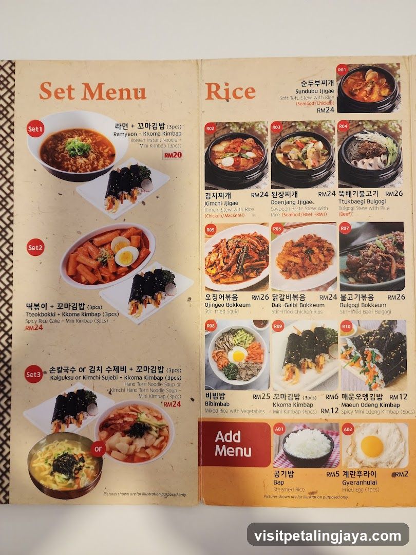 Korean Restaurant Menu