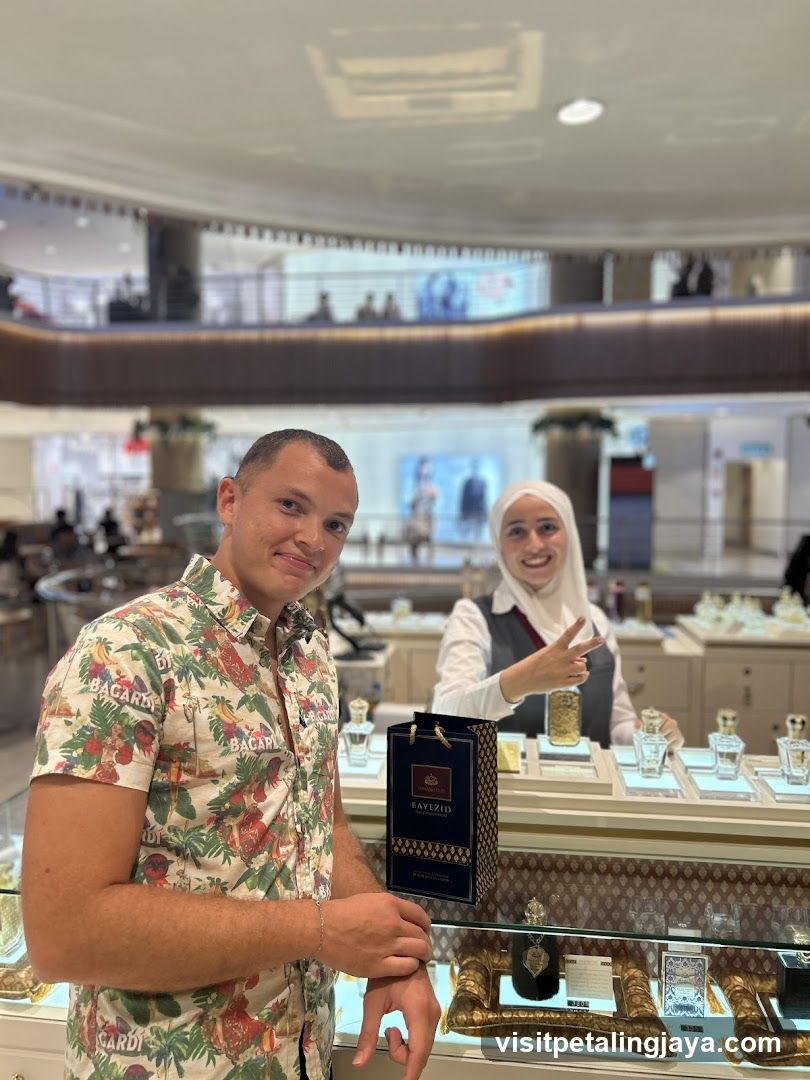 Perfume Shop Interior with Staff and Customer