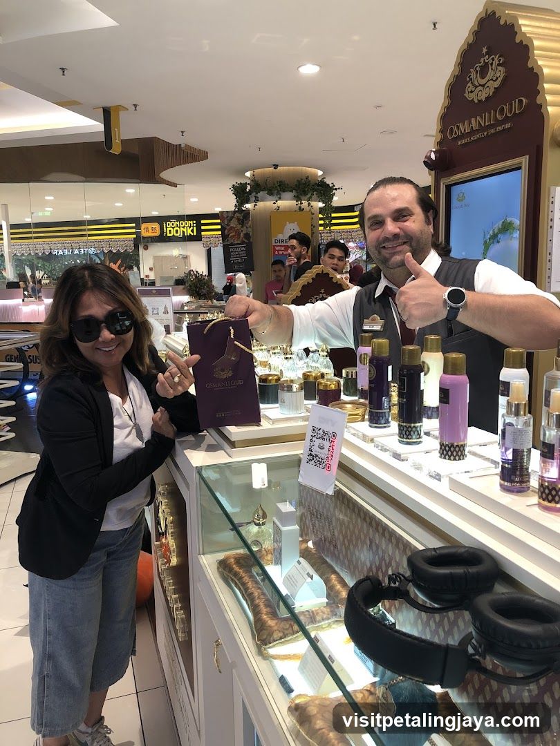 Perfume Shop Interior with Staff and Customer
