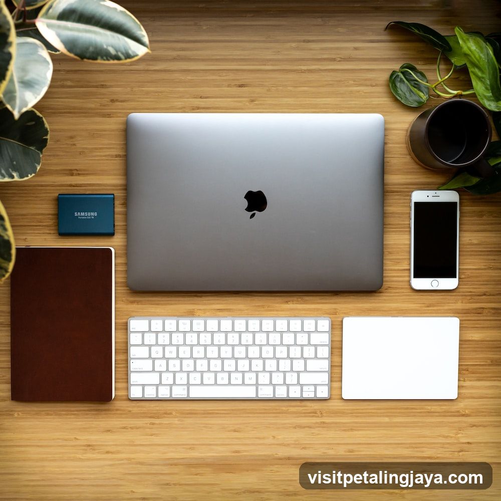 Workspace Setup with Apple Laptop and Accessories