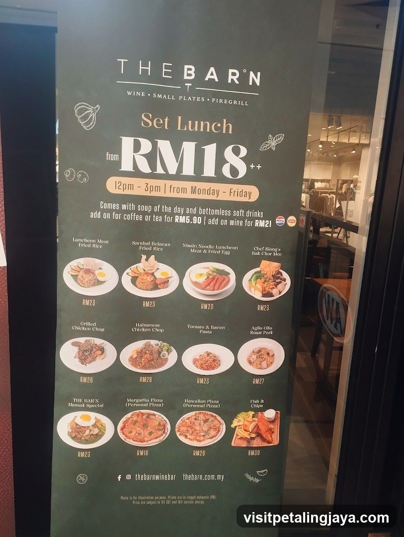 The Barn Set Lunch Menu