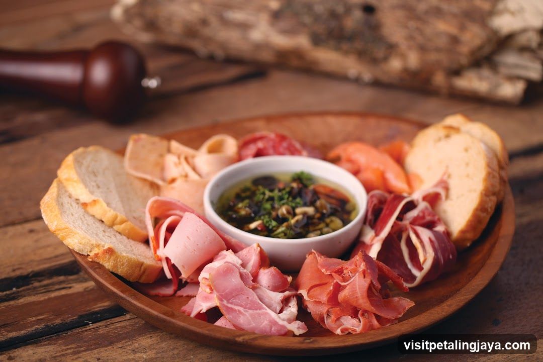 Charcuterie Platter with Bread and Dip