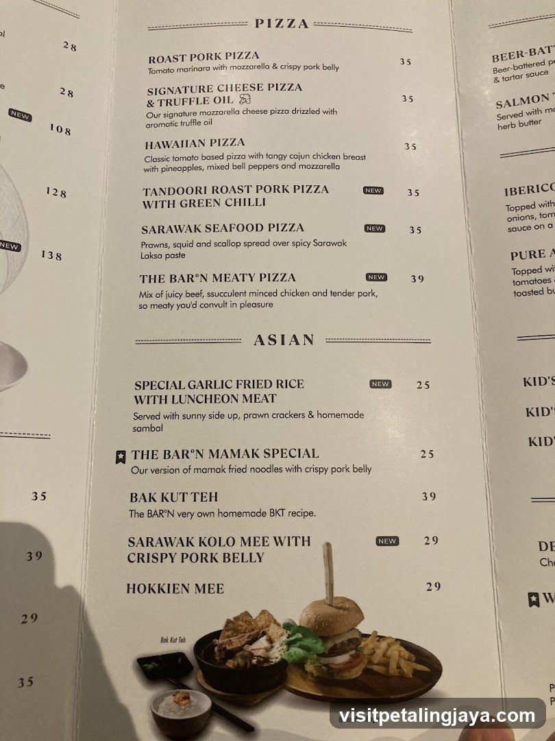Pizza and Asian Menu Page