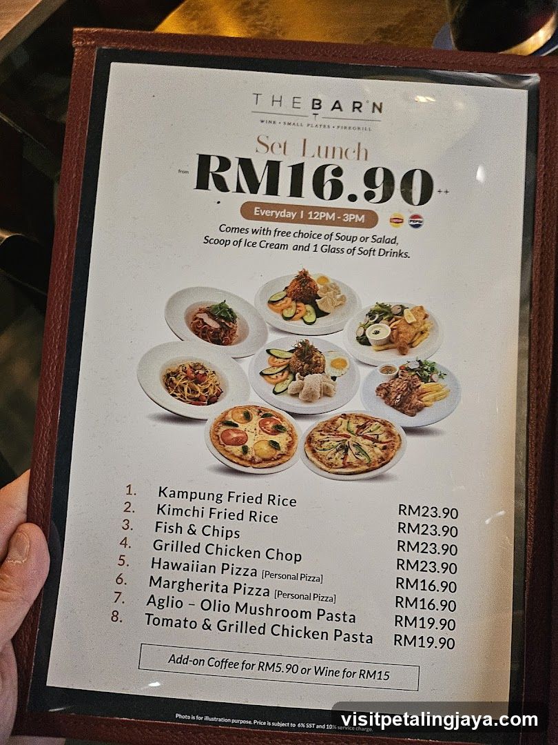 The Barn Set Lunch Menu