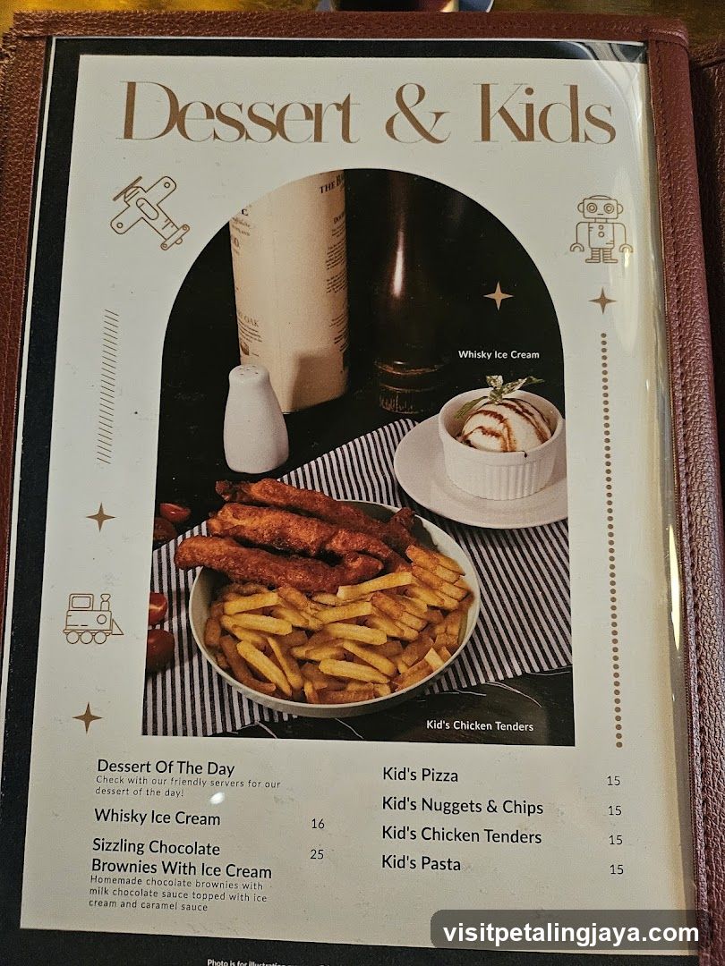 Dessert & Kids Menu Page