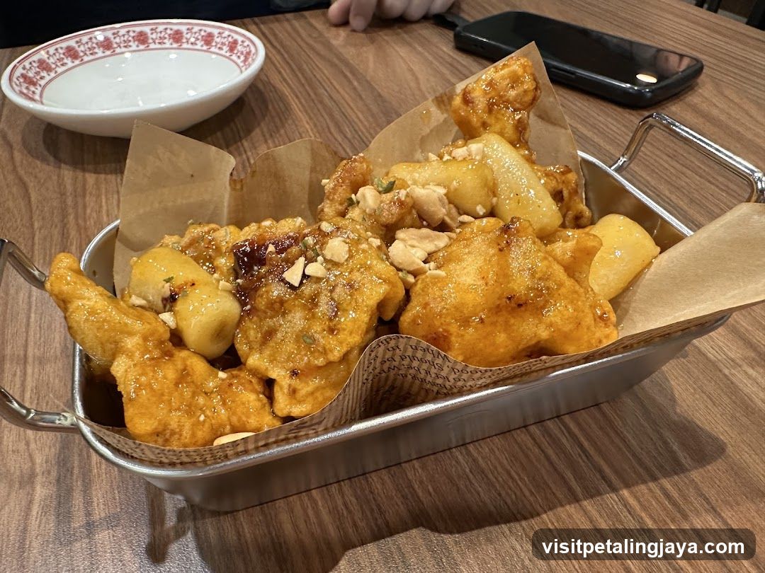 Fried Chicken and Fries with Peanut Sauce