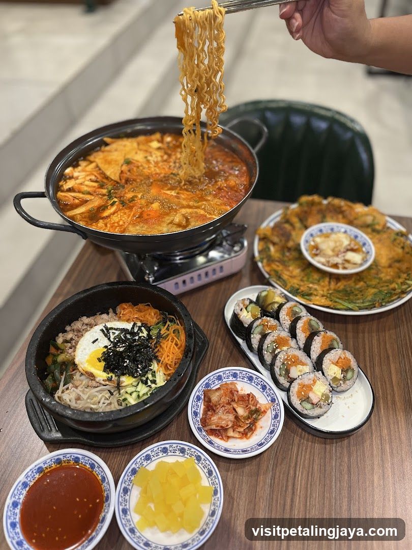Korean Hot Pot Meal Spread