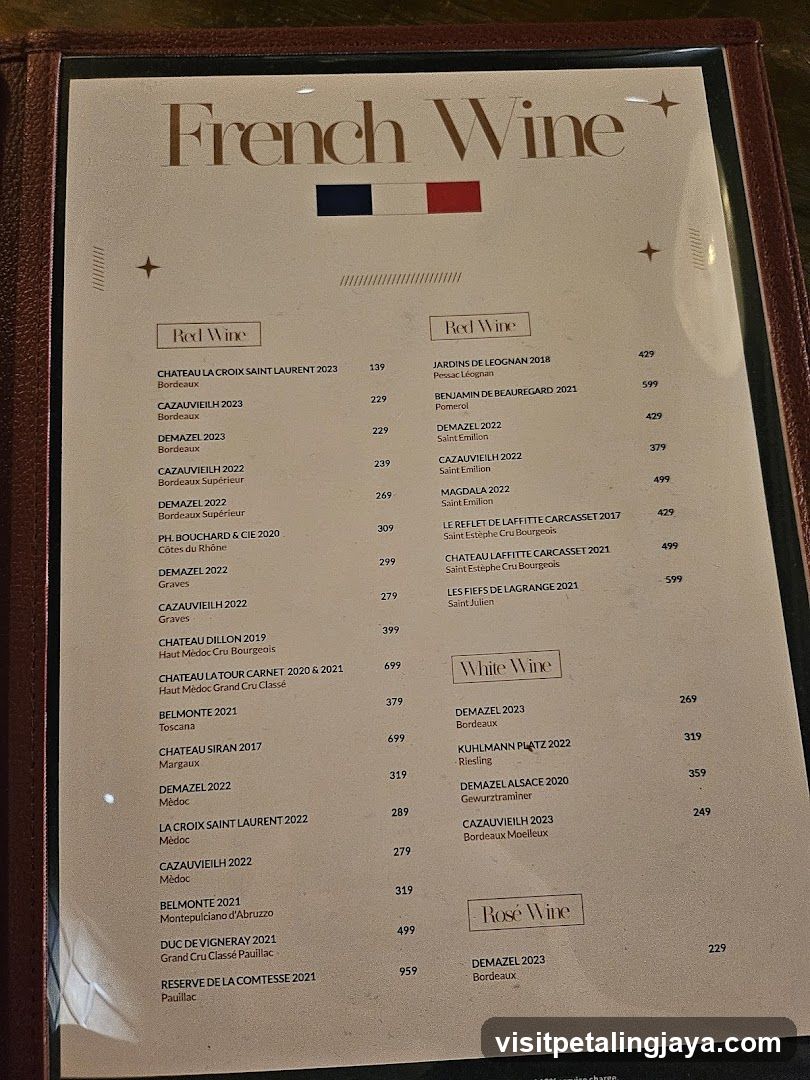 French Wine Menu