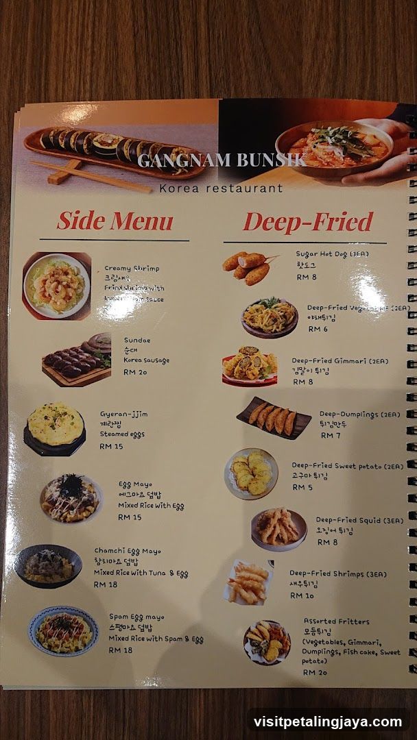 Gangnam Bunsik Korea Restaurant Menu