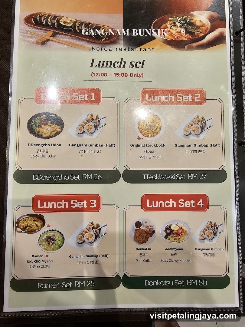 Gangnam Bunsik Lunch Set Menu