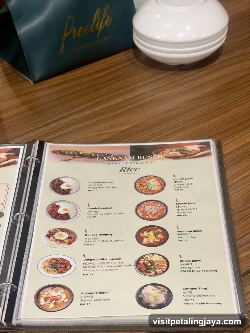 Gangnam Bunsir Menu