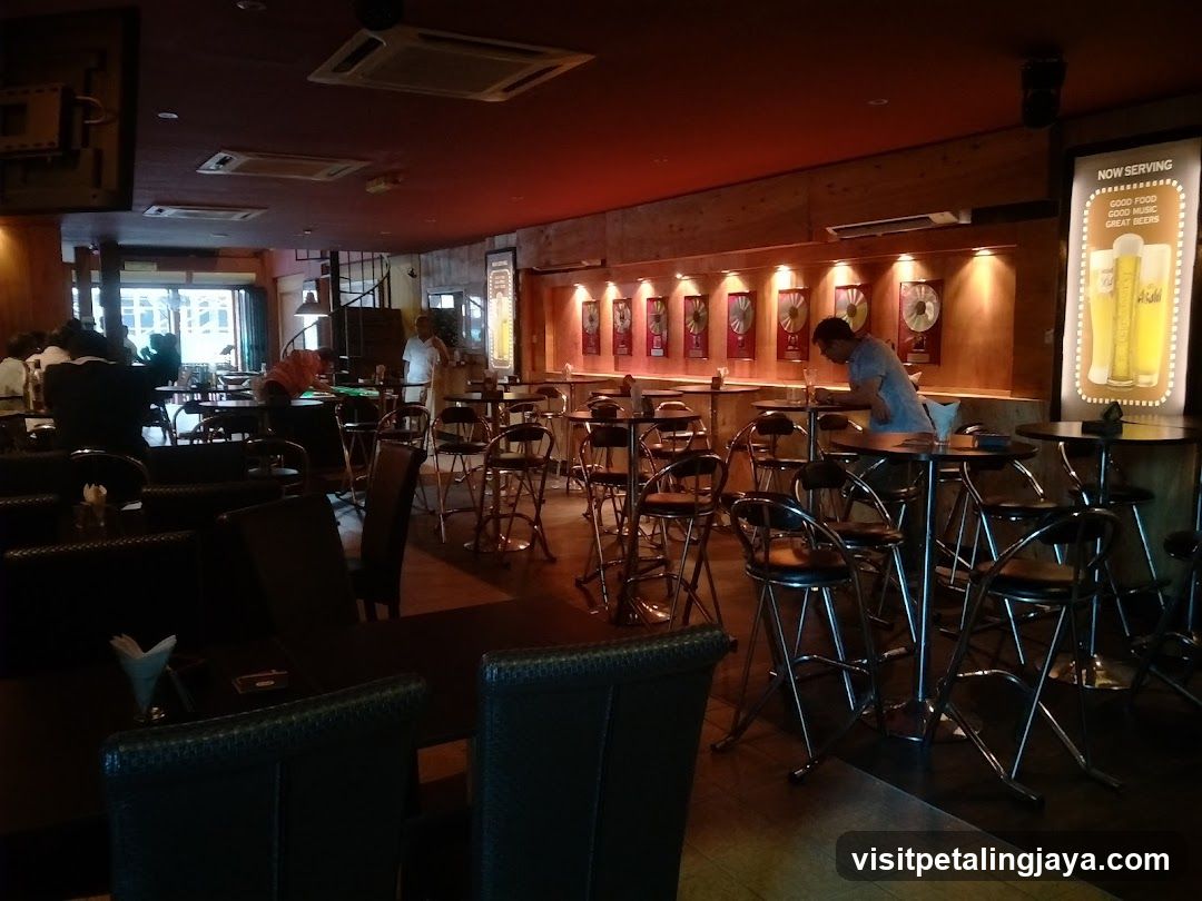 Bar Interior with 'Now Serving' Sign