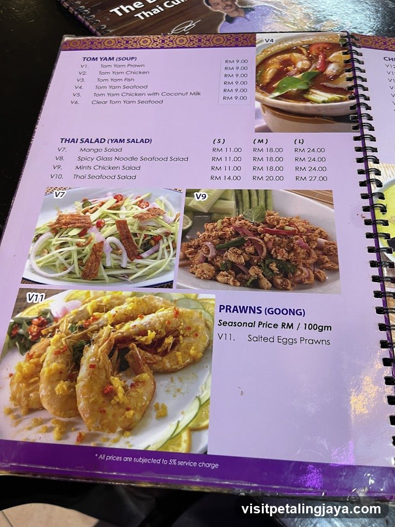 Thai Cuisine Menu Page