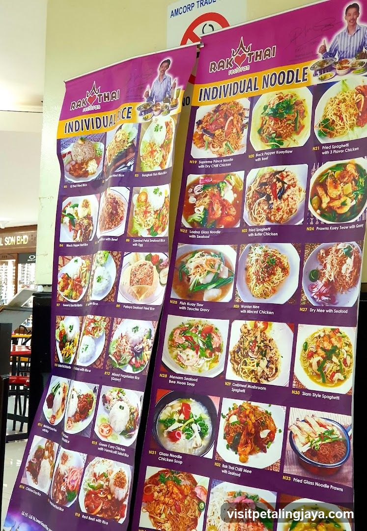 Rak Thai Individual Noodle Menu