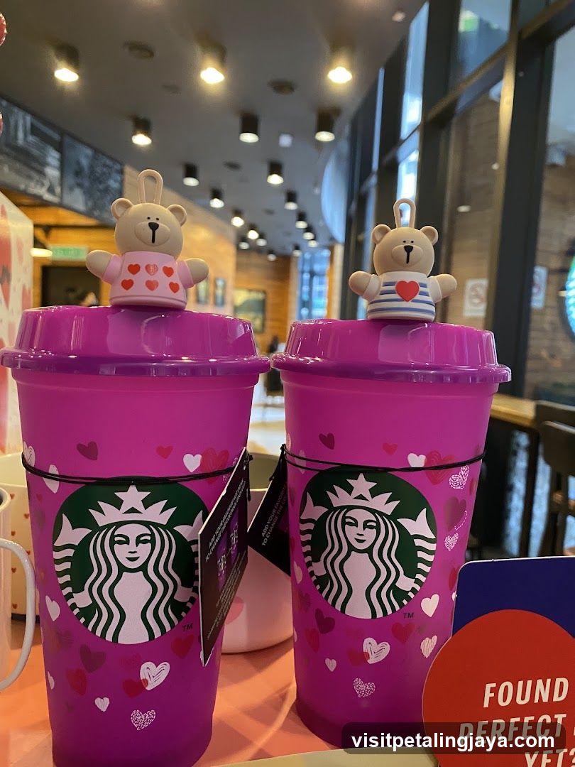 Starbucks Pink Cup Set with Bear Toppers