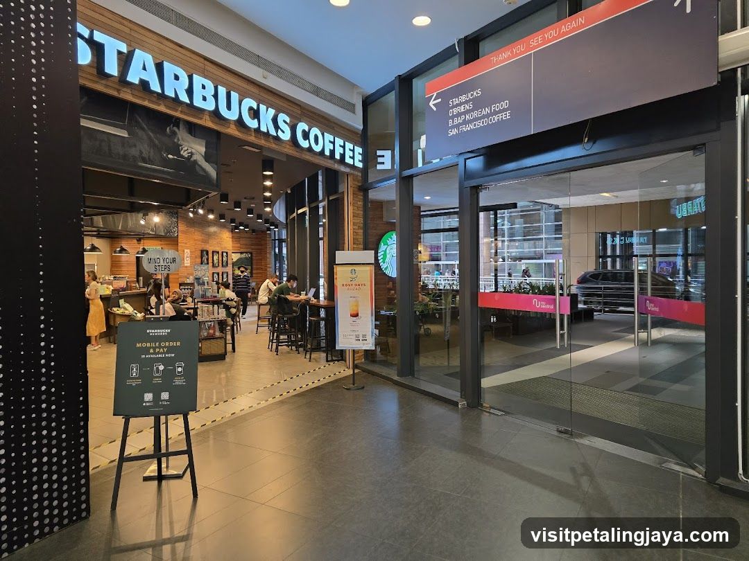 Starbucks Coffee Storefront and Interior View