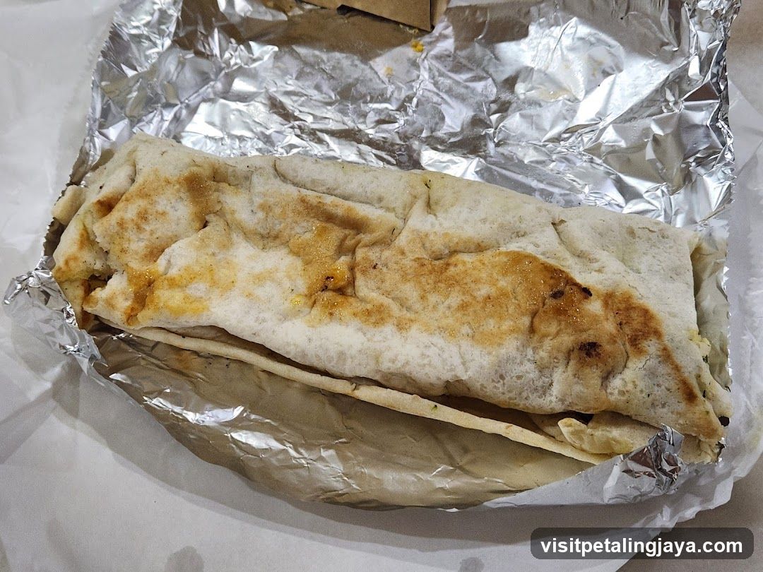 Foil-wrapped wrap sandwich