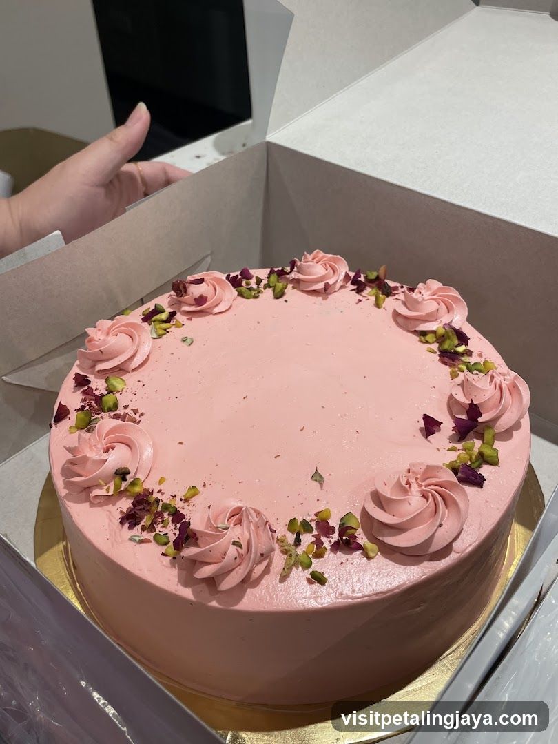 Pink Cake with Pistachio and Rose Petals