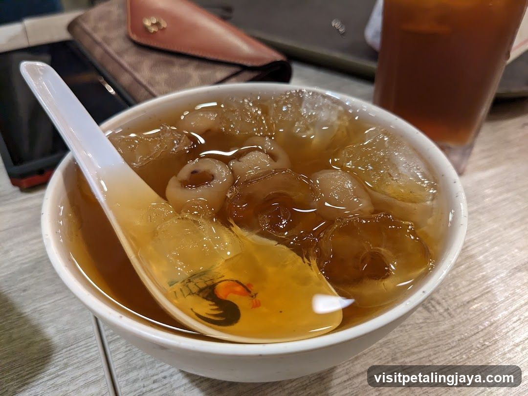 Bowl of Dessert Soup with Ice Cubes