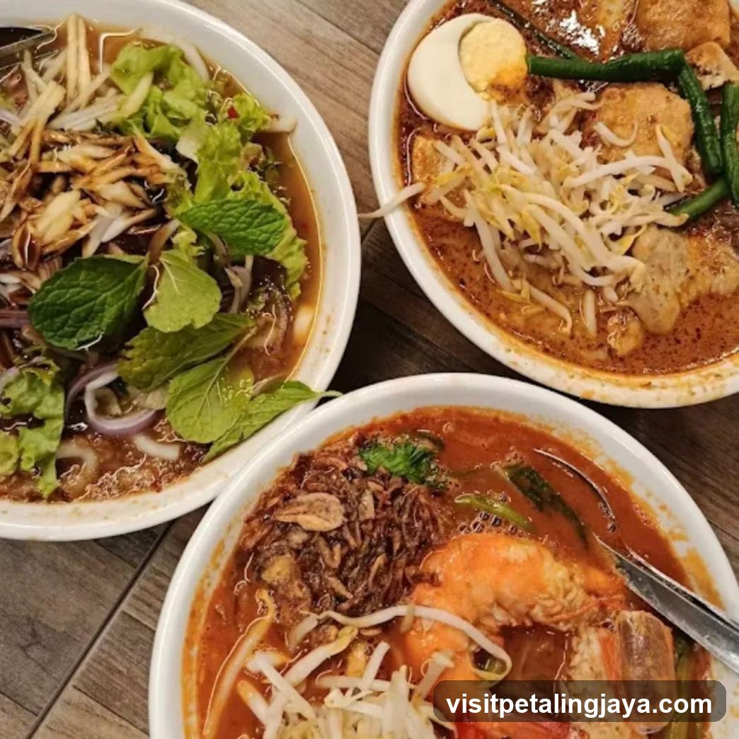 Three bowls of noodle soup