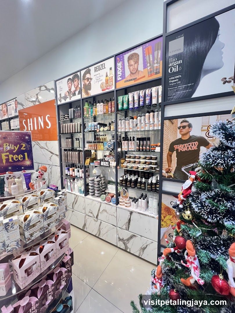 Beauty Store Interior with Christmas Decorations