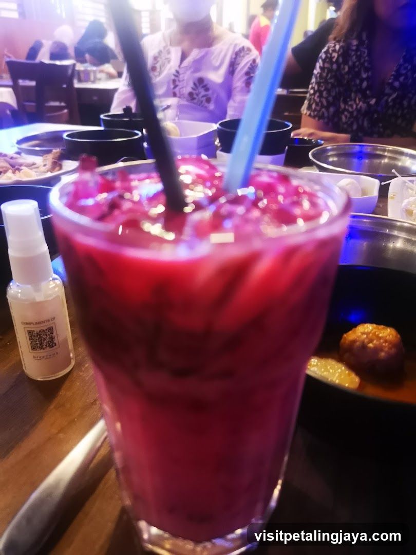 Red Iced Drink at Restaurant Table