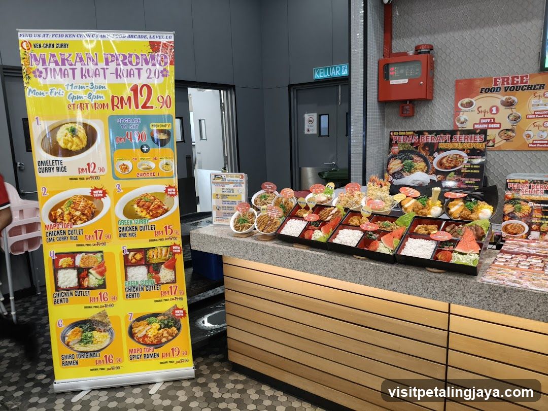 Food Court Interior with Menu Display