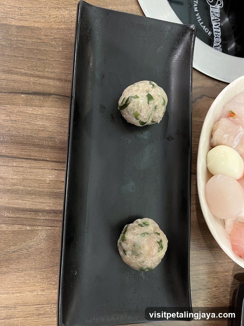Food Dish with Meatballs and Slices