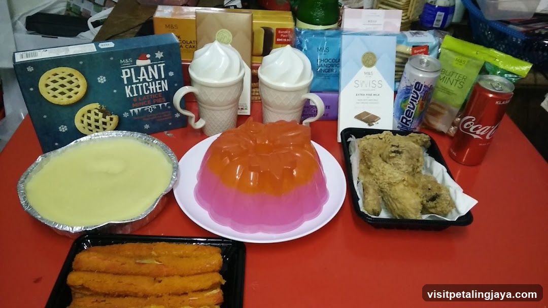 Food and Drink Spread on Red Table