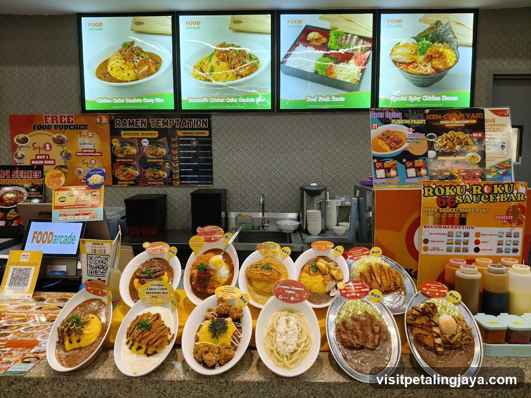 Food Display Counter with Menu Boards and Vouchers