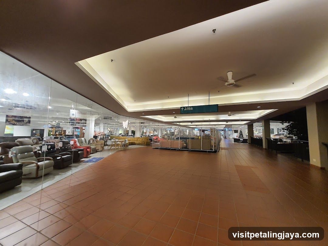 Interior of a furniture showroom or mall corridor