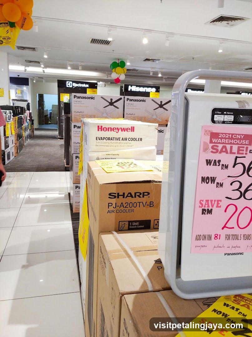 Electronics Store Interior with Air Cooler Sale Display
