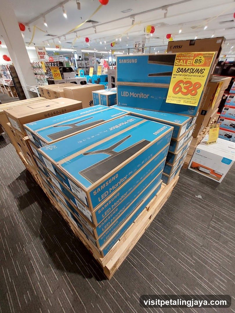 Electronics Store Interior with Samsung Monitors on Display