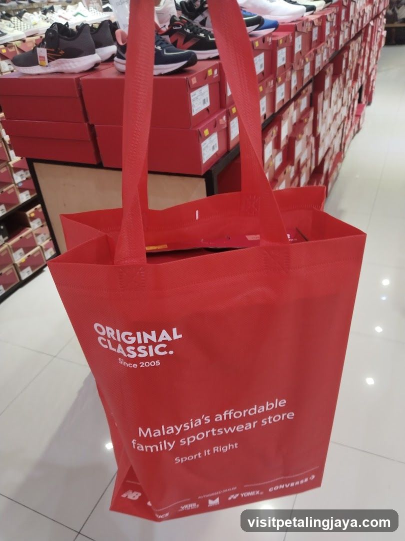Red Shopping Bag in Shoe Store