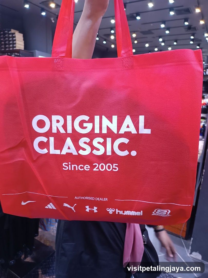 Red Shopping Bag with Brand Logos
