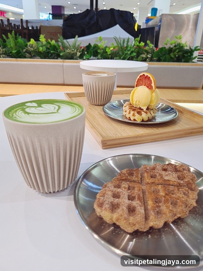 Waffle and Matcha Latte