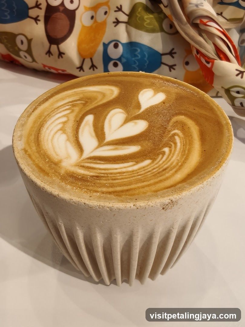 Latte Art Coffee in Ceramic Cup