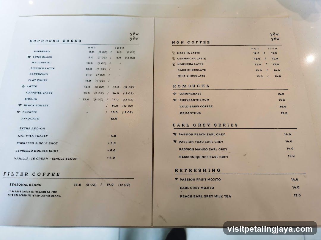 Coffee Shop Menu