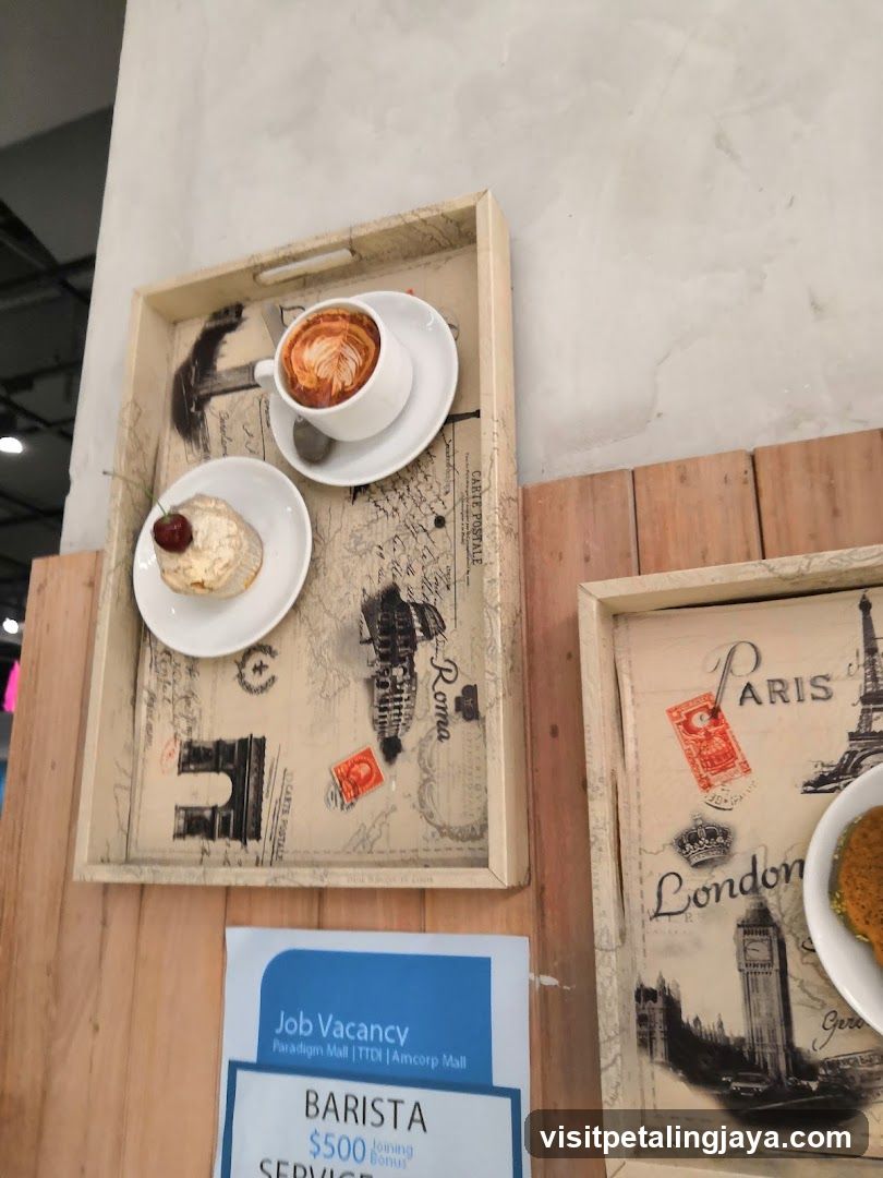 Coffee and Dessert Display with Job Ad