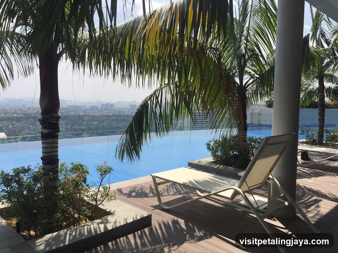 Poolside View with Palm Trees