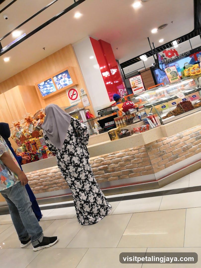 Interior of a food court or supermarket section