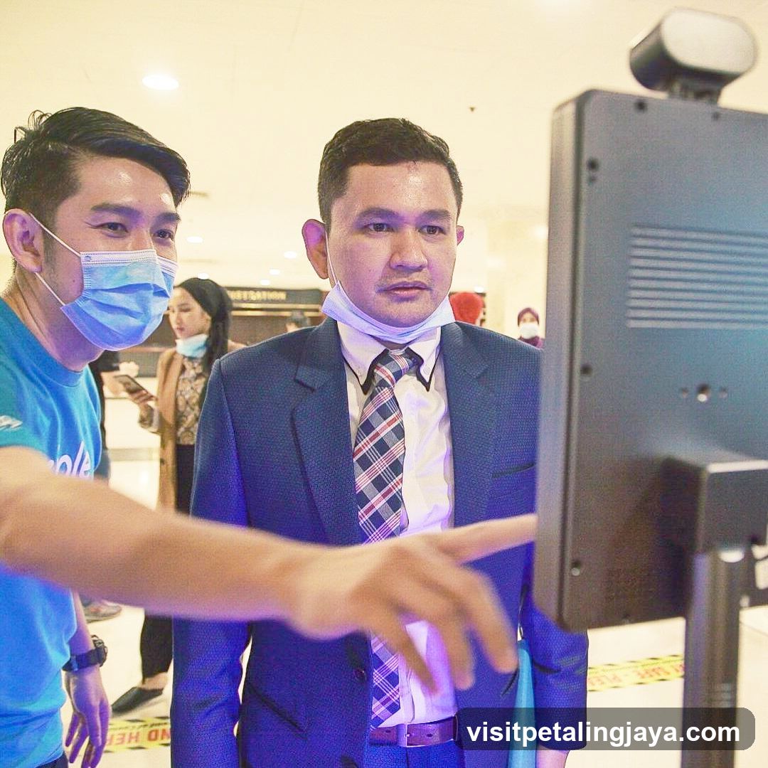 Men at a check-in kiosk