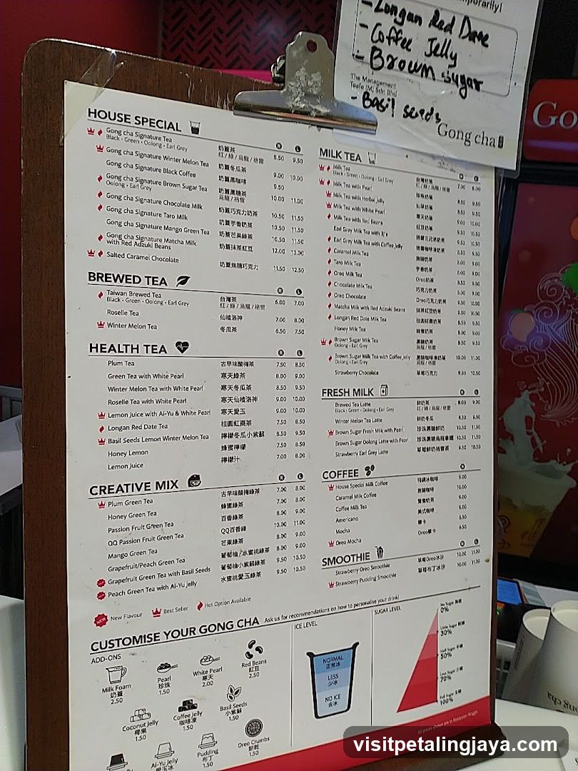 Gong Cha Menu Board