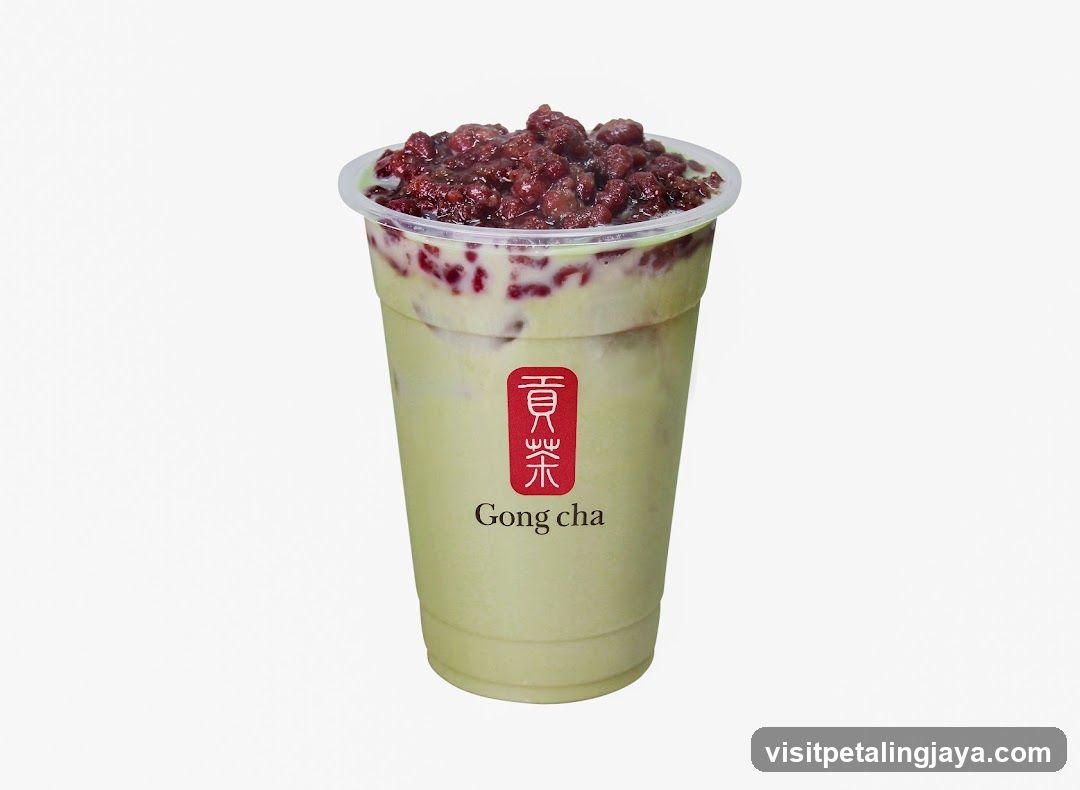 Gong cha Matcha Drink with Red Bean Topping