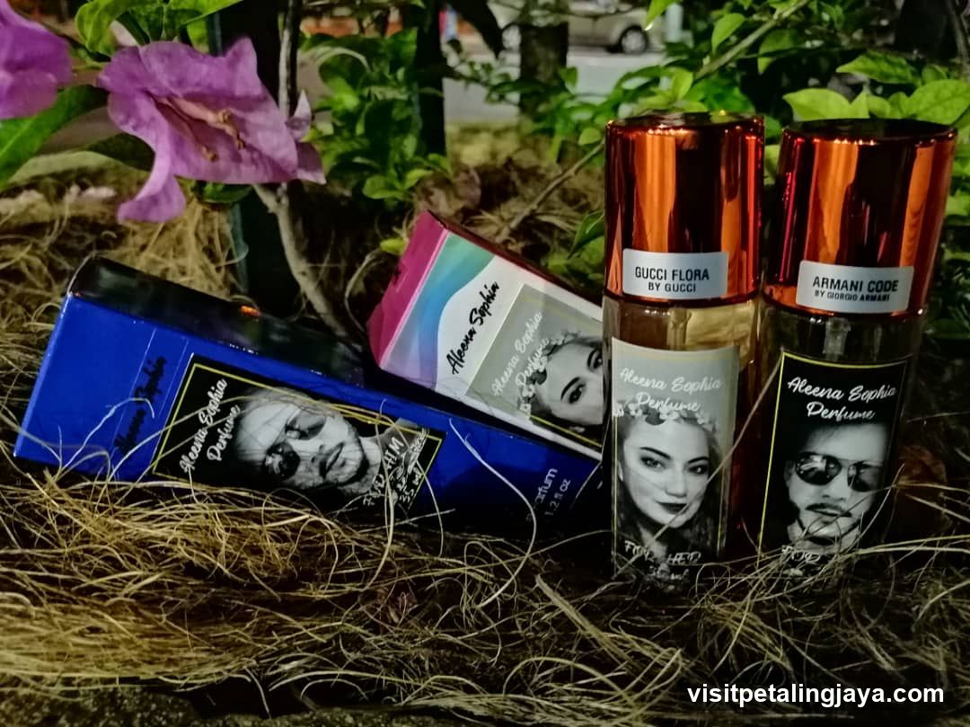 Perfume Display with Floral Background