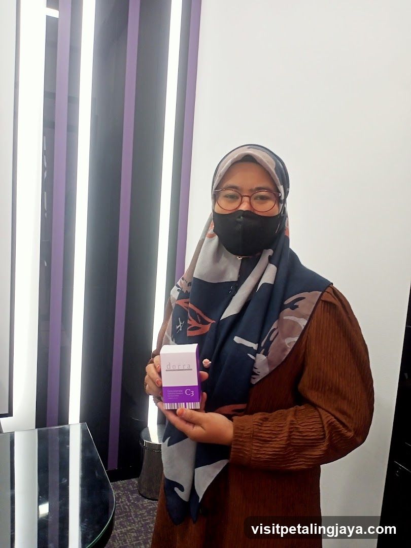 Person holding product in interior setting