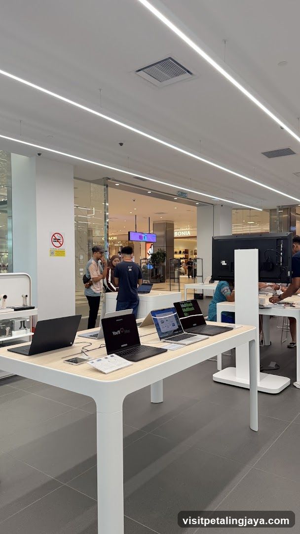 Interior of electronics store