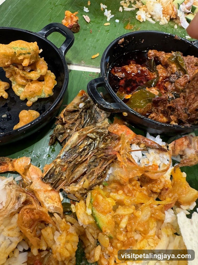 Food served on banana leaf